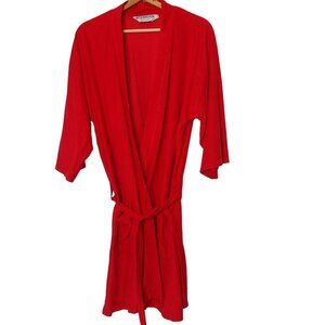 Vintage McGregor Mens OSFA Robe Red Short Belted Pockets Sleepwear Acetate EUC